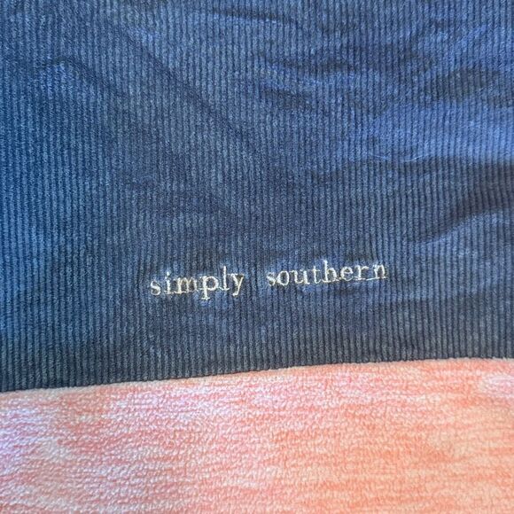 Simply Southern purple Corduroy and Coral Pullover with Quarter Zipper size S - Picture 3 of 10